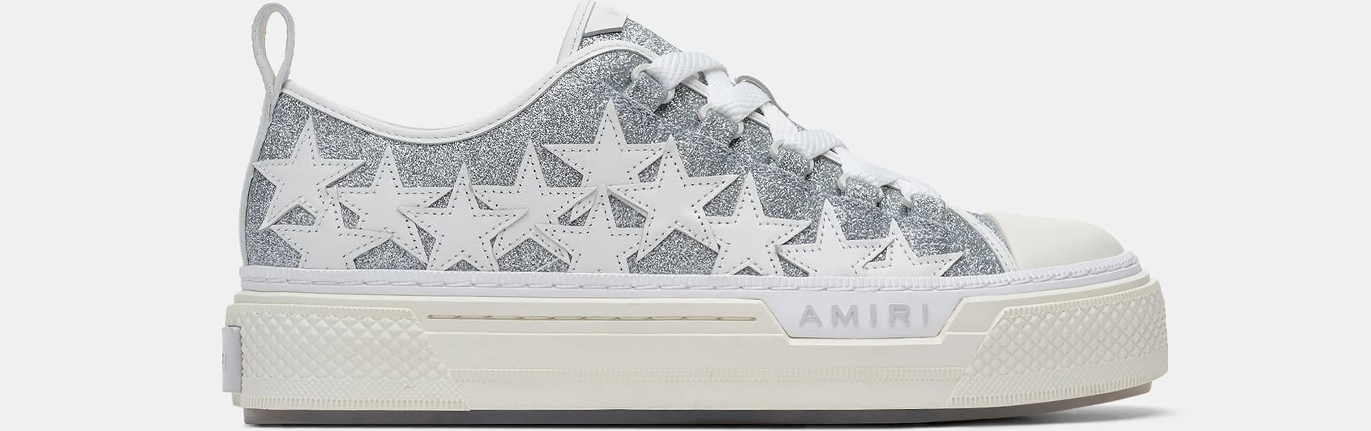 Amiri Glitter Stars Court Low (Damen) — Silver