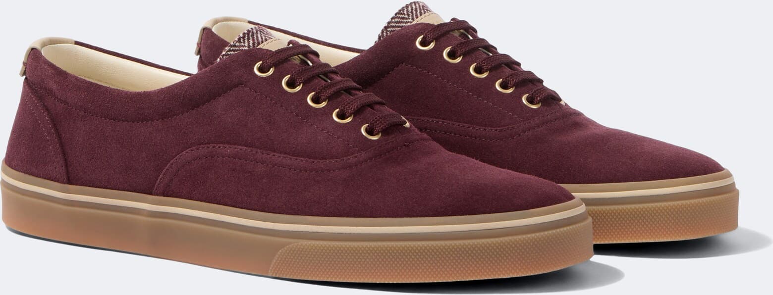 Brunello Cucinelli Deck-Sneaker aus Veloursleder — Burgunder