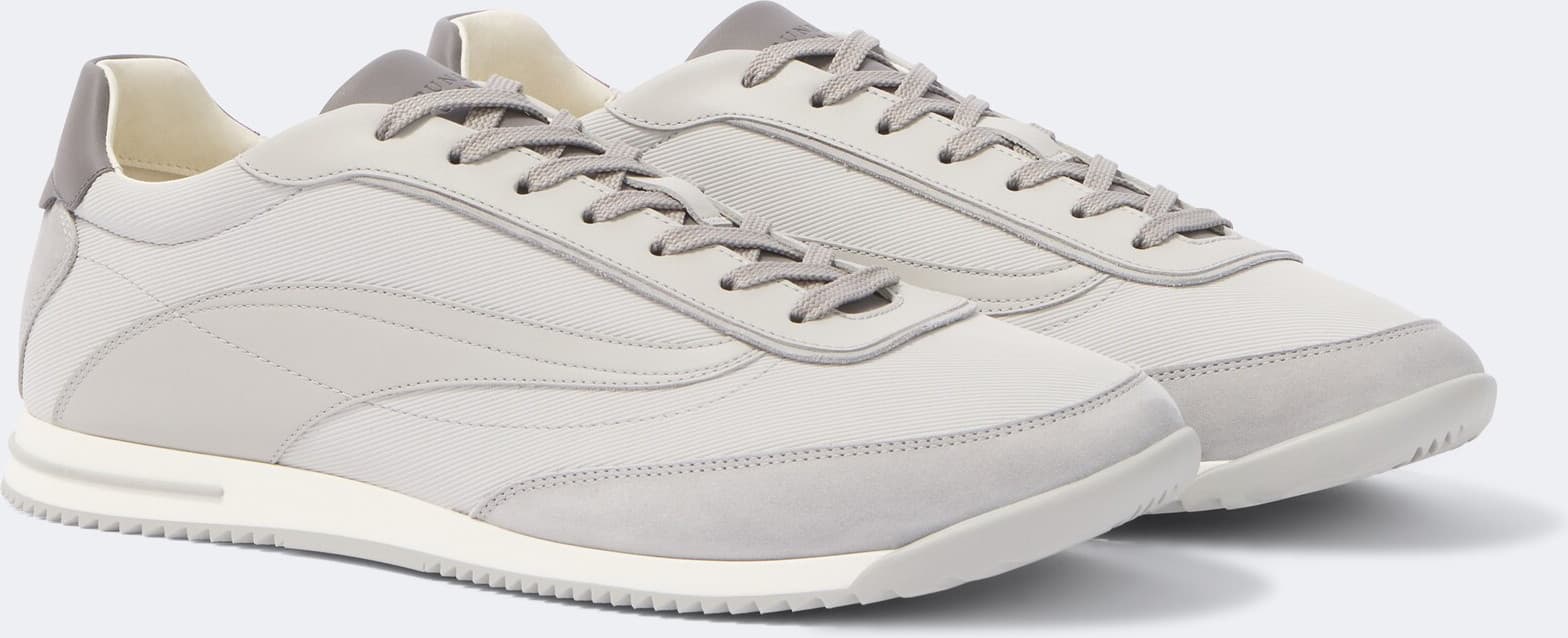 Brunello Cucinelli Retro-Runner aus Textil und Veloursleder — Light Grey