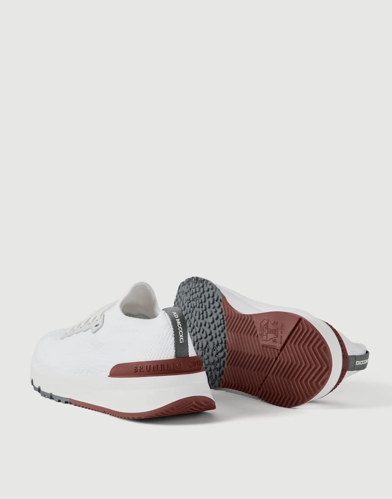 Brunello Cucinelli Sneakers aus Baumwolle und Kalbsleder — White