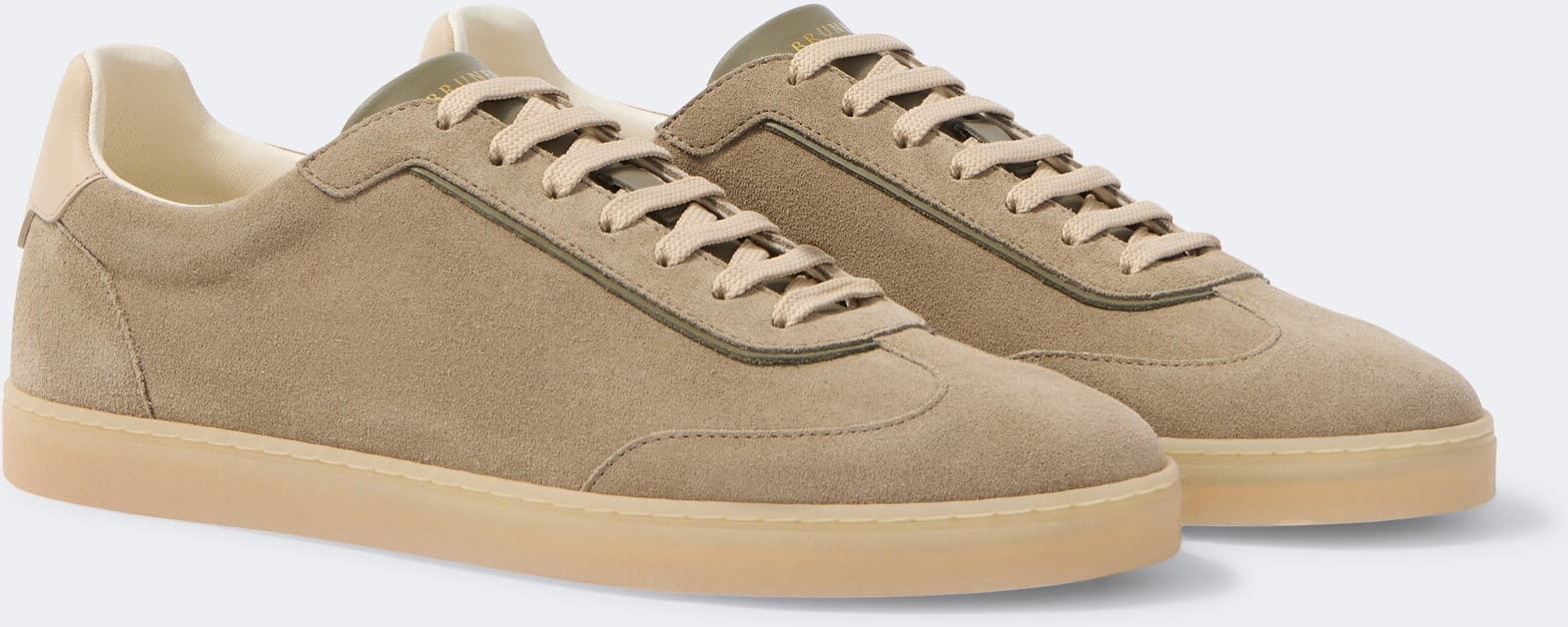 Brunello Cucinelli Tennis-Sneaker aus Veloursleder und Leder — Taupe