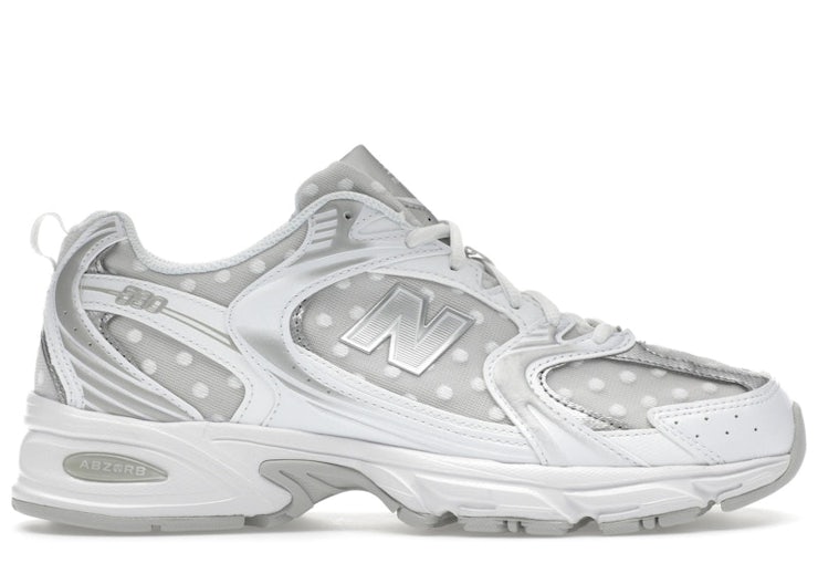 New Balance 530 — Silver Metallic Polka Dots