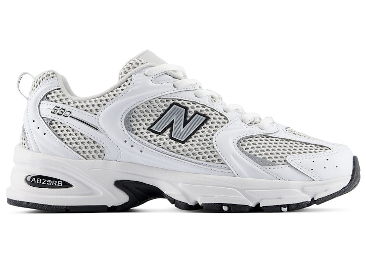 New Balance 530 — White Silver Metallic Black Sole