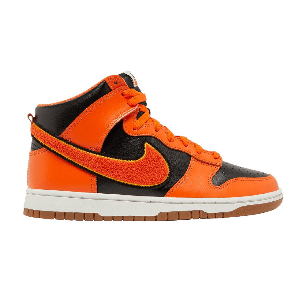 Nike Dunk High Retro — Chenille Swoosh Safety Orange