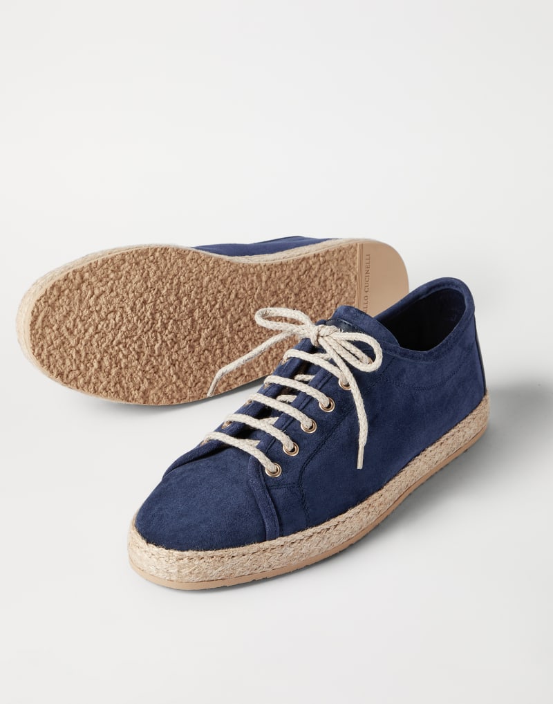 Brunello Cucinelli Derby-Schnürschuh aus Kalbsveloursleder — Avio Blue