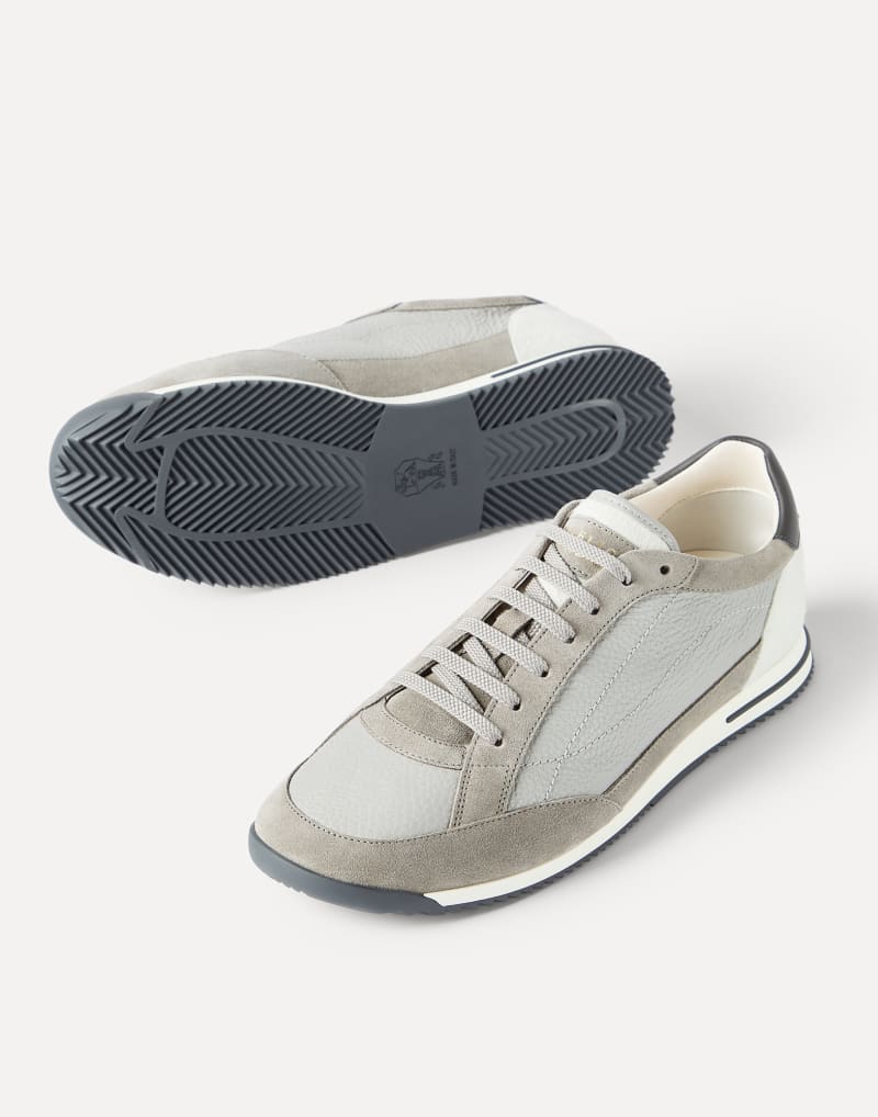 Brunello Cucinelli Sneakers aus Hirschleder und Veloursleder — Light Grey