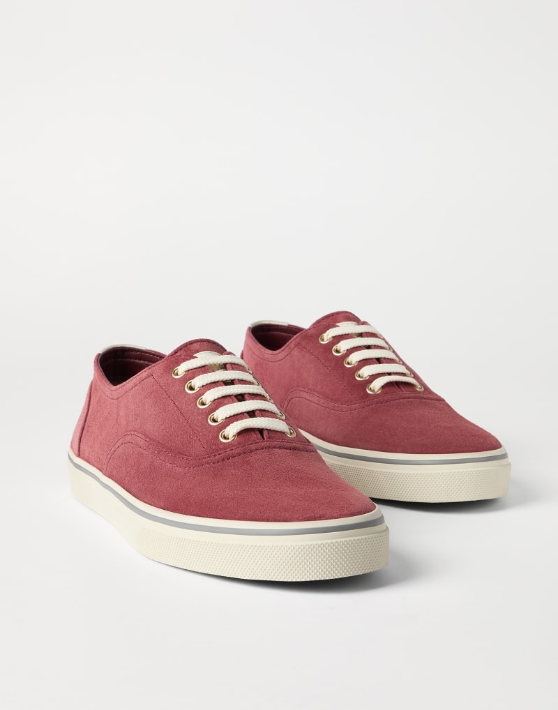 Brunello Cucinelli Sneakers aus Kalbsveloursleder — Red