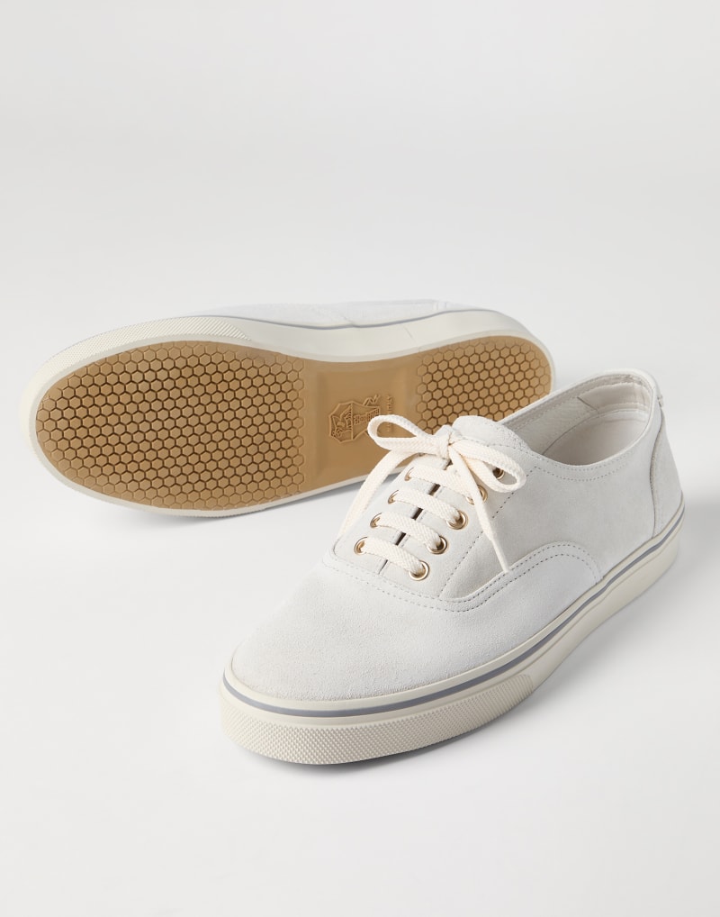 Brunello Cucinelli Sneakers aus Kalbsveloursleder — White