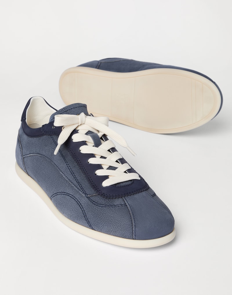 Brunello Cucinelli Sneakers aus Nubuk und Kalbsleder — Denim