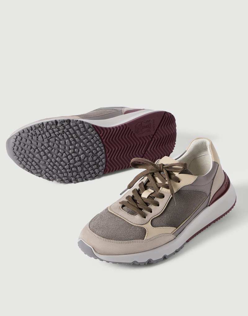 Brunello Cucinelli Sneakers aus Nubukleder und Kalbsleder — Anthracite