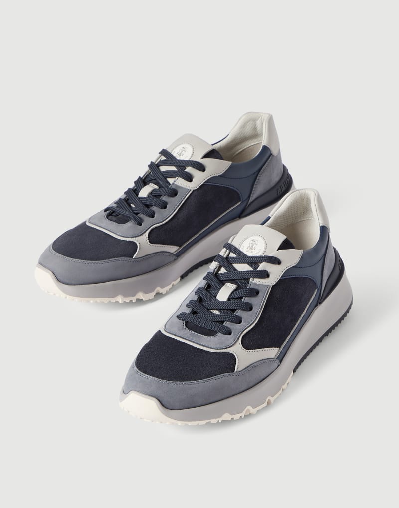 Brunello Cucinelli Sneakers aus Nubukleder und Kalbsleder — Light Grey