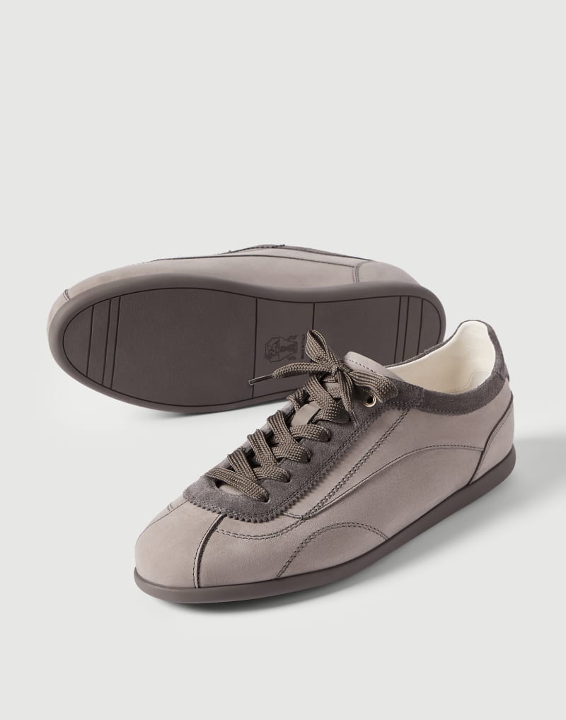 Brunello Cucinelli Sneakers aus Nubukleder und Veloursleder — Stone Grey