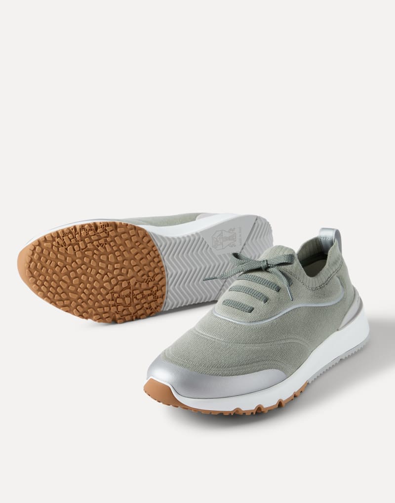 Brunello Cucinelli Sneakers aus Strick — Olive