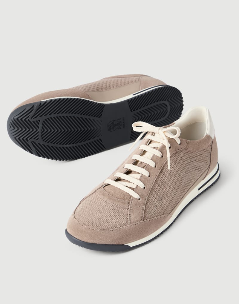 Brunello Cucinelli Sneakers aus Veloursleder — Beige