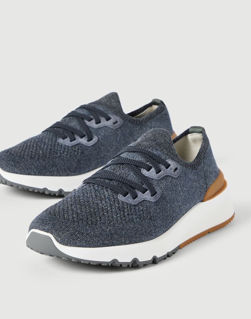 Brunello Cucinelli Sneakers in Chiné-Strick aus Baumwolle — Blue