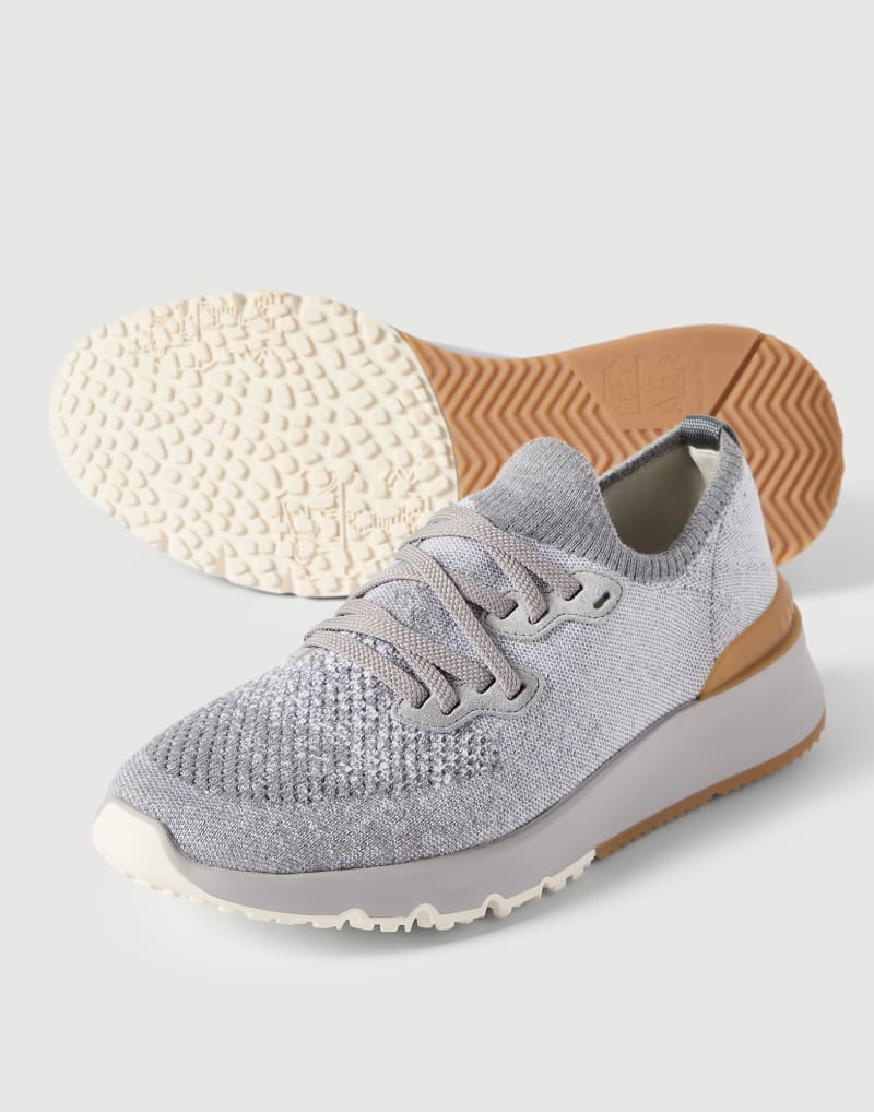 Brunello Cucinelli Sneakers in Chiné-Strick aus Baumwolle — Grey