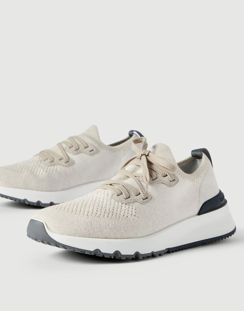 Brunello Cucinelli Sneakers in Chiné-Strick aus Baumwolle — Panama Navy