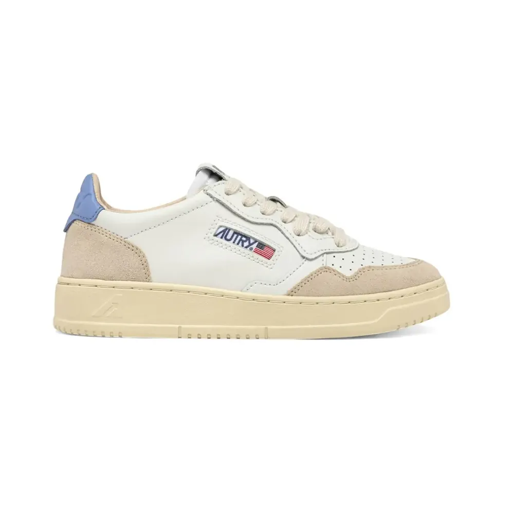 Autry Autry Medalist Leather Low — White Della Robbia Blue