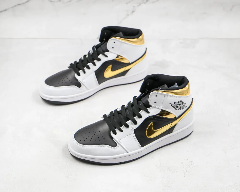Jordan NIKE Air Jordan 1 Mid — White black gold