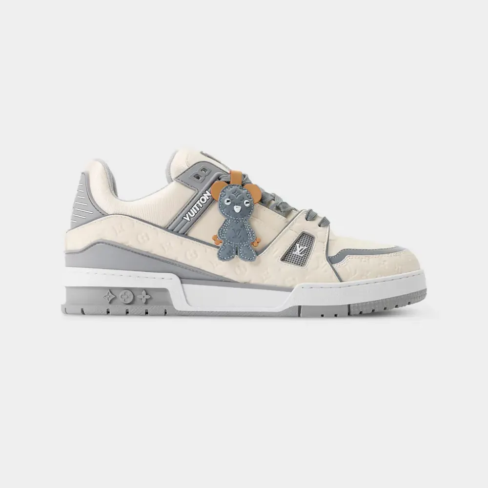 Louis Vuitton LV Trainer Sneaker Leather Monogram-Embossed Calf Leather — Beige