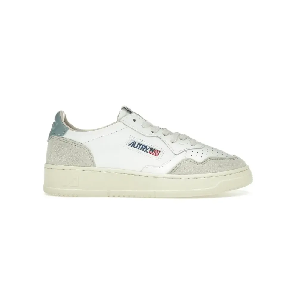Autry Autry Medalist Leather Low — White Silver Blue Beige