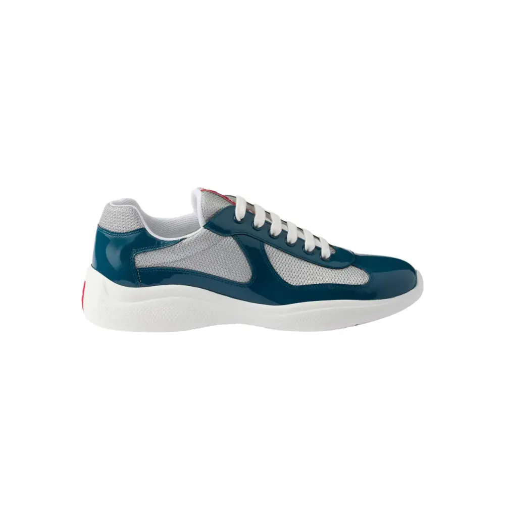 Prada Prada America s Cup Sneakers Dark — Teal Patent Leather Silver