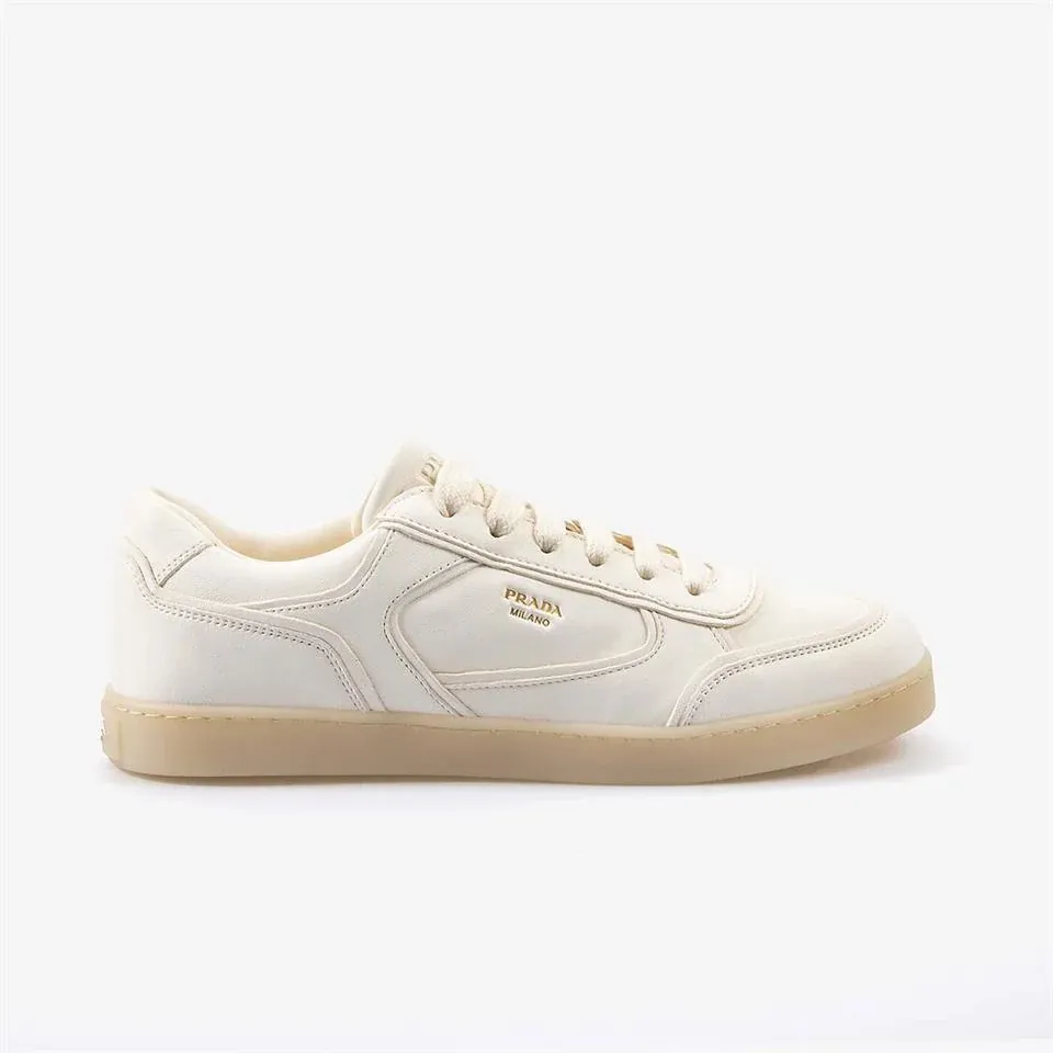 Prada Prada Lane Leather Low-Top Sneakers — White