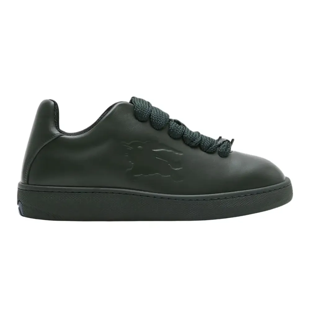 Burberry Burberry Box Leather Sneakers Debossed Equestrian Knight — Black