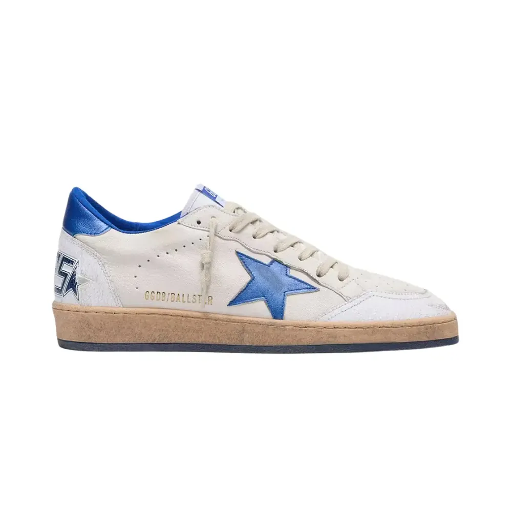 Golden Goose Golden Goose Ball Star — White Nappa Blue Star Heel Tab