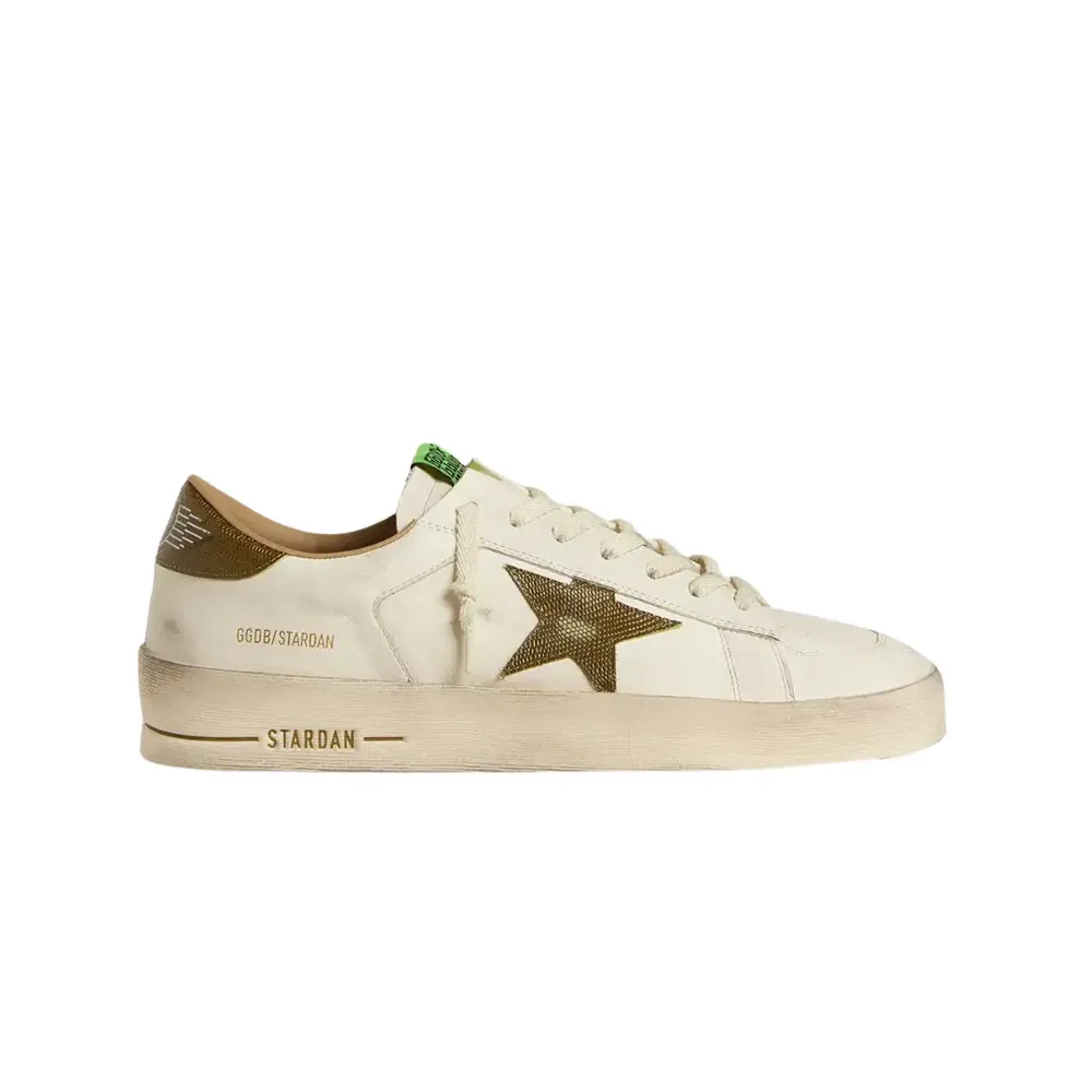 Golden Goose Golden Goose Stardan — White Leather Military-Green