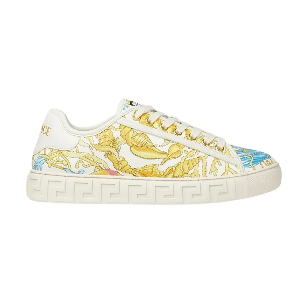 Versace Versace Underwater Barocco Greca Sneakers — White Gold Blue Colorway
