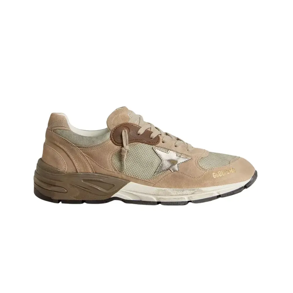 Golden Goose Golden Goose Dad-Star — Beige Mesh Suede Silver Leather Star