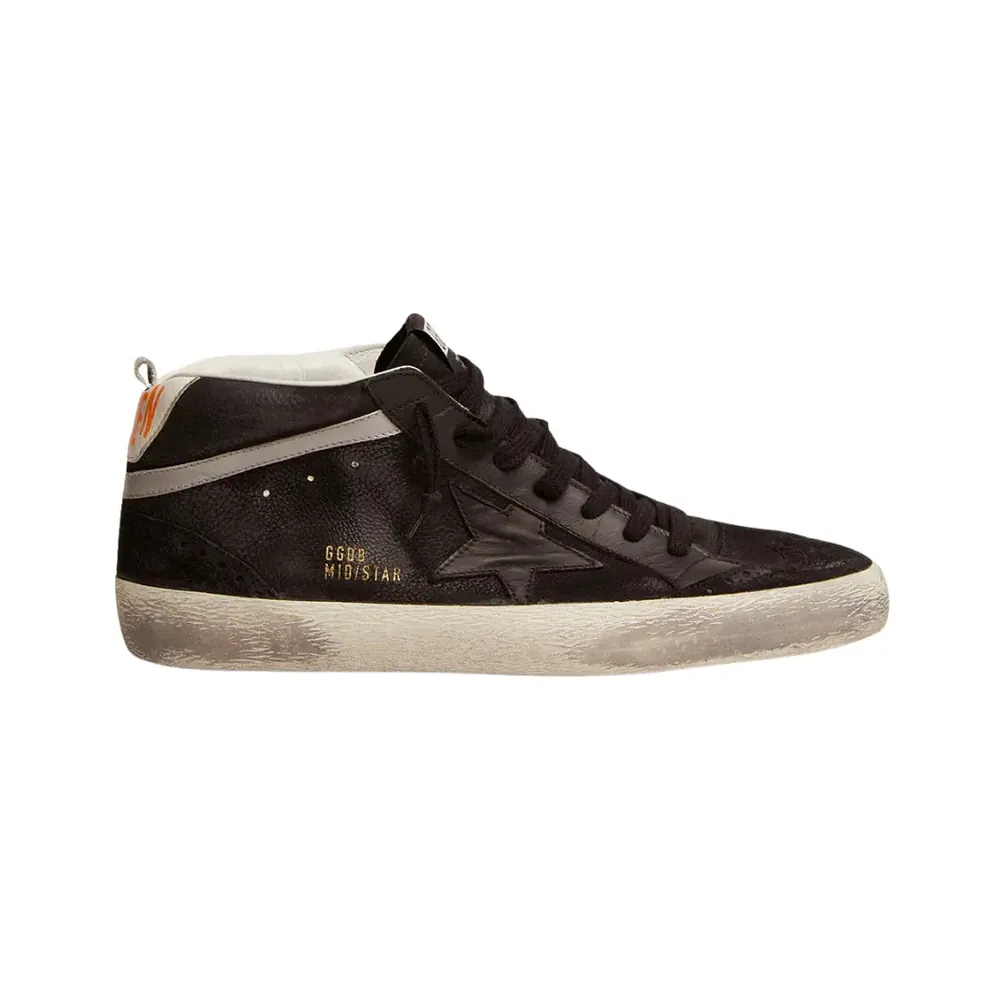 Golden Goose Golden Goose Mid Star Nubuck — Black Leather Star Silver Flash