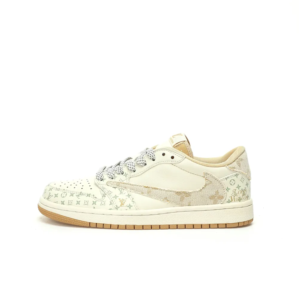 Louis Vuitton LV x Travis Scott x Nike Air Jordan 1 Low OG SP — Beige Khaki LV Monogram