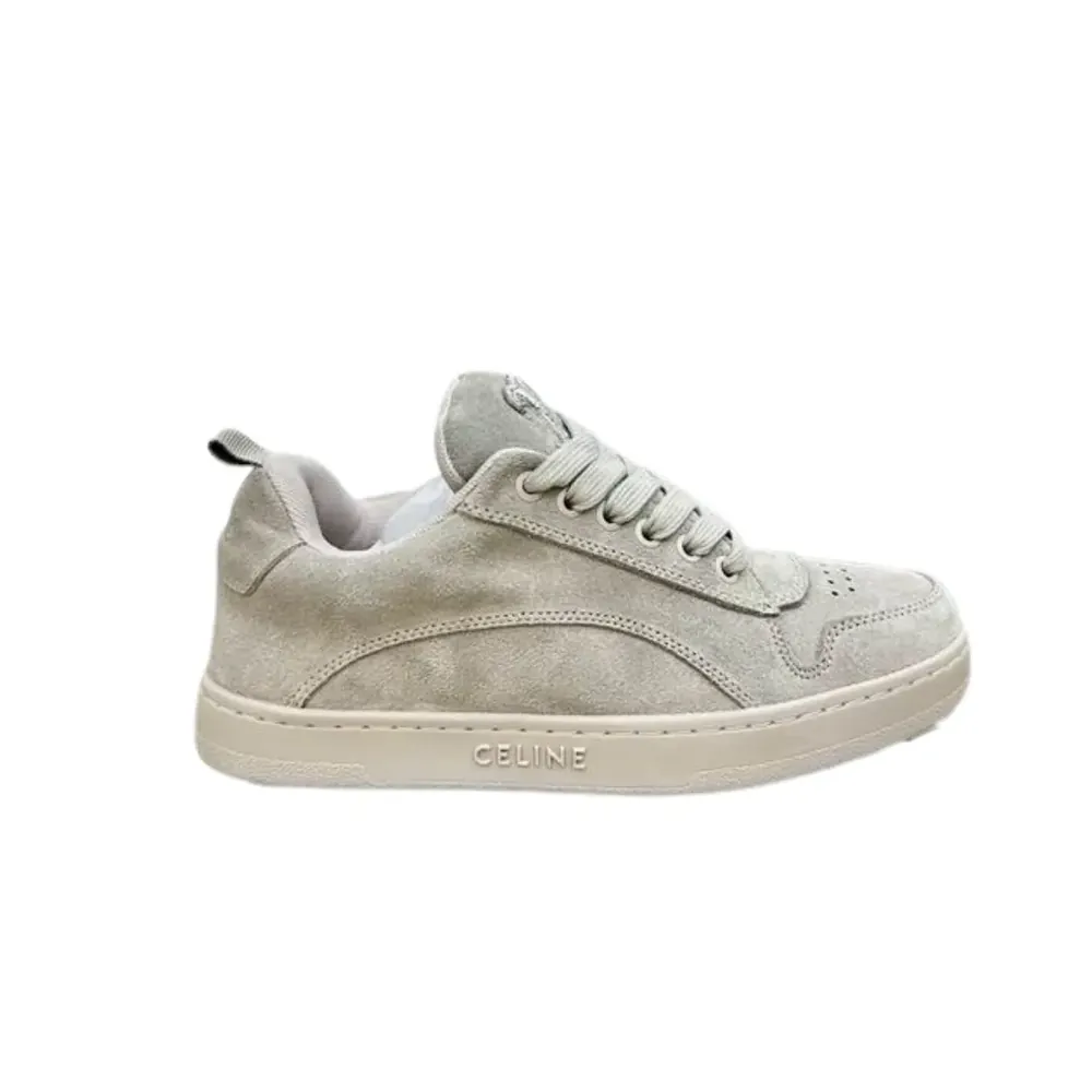 Celine Celine Huntington Low Lace Up Sneakers Light Off — white Suede