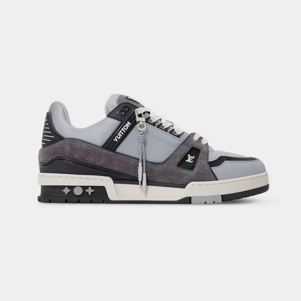 Louis Vuitton LV Trainer Sneaker Plain calf leather Suede Calf leather — Noir Gris