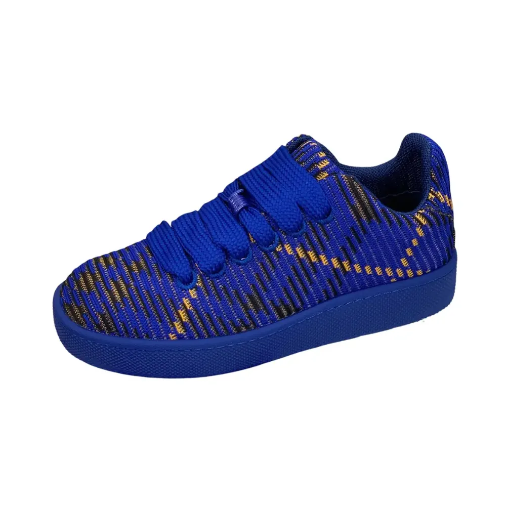 Burberry Burberry Check Knit Low Top Sneakers — Blue