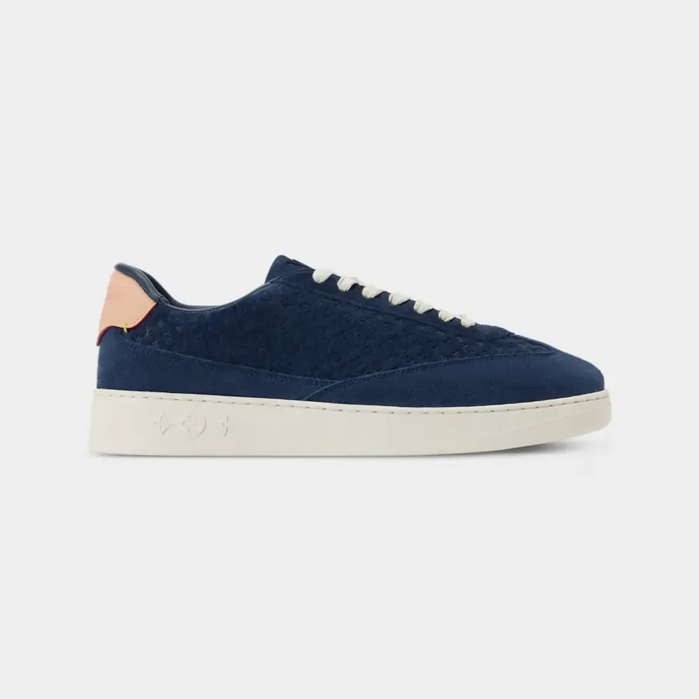 Louis Vuitton LV Flash Sneaker Monogram-Debossed Suede Calf Leather Marine