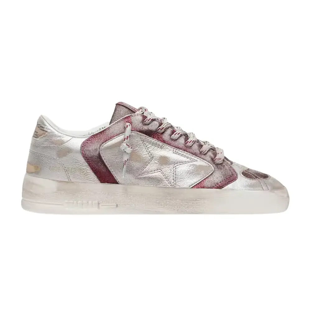 Golden Goose Golden Goose Stardan Lab — Burgundy Silver Leather Glitter