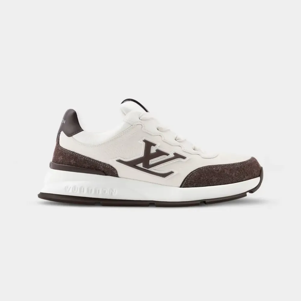 Louis Vuitton LV Classic Sneaker Grained Calf Leather Monogram Denim — Brown