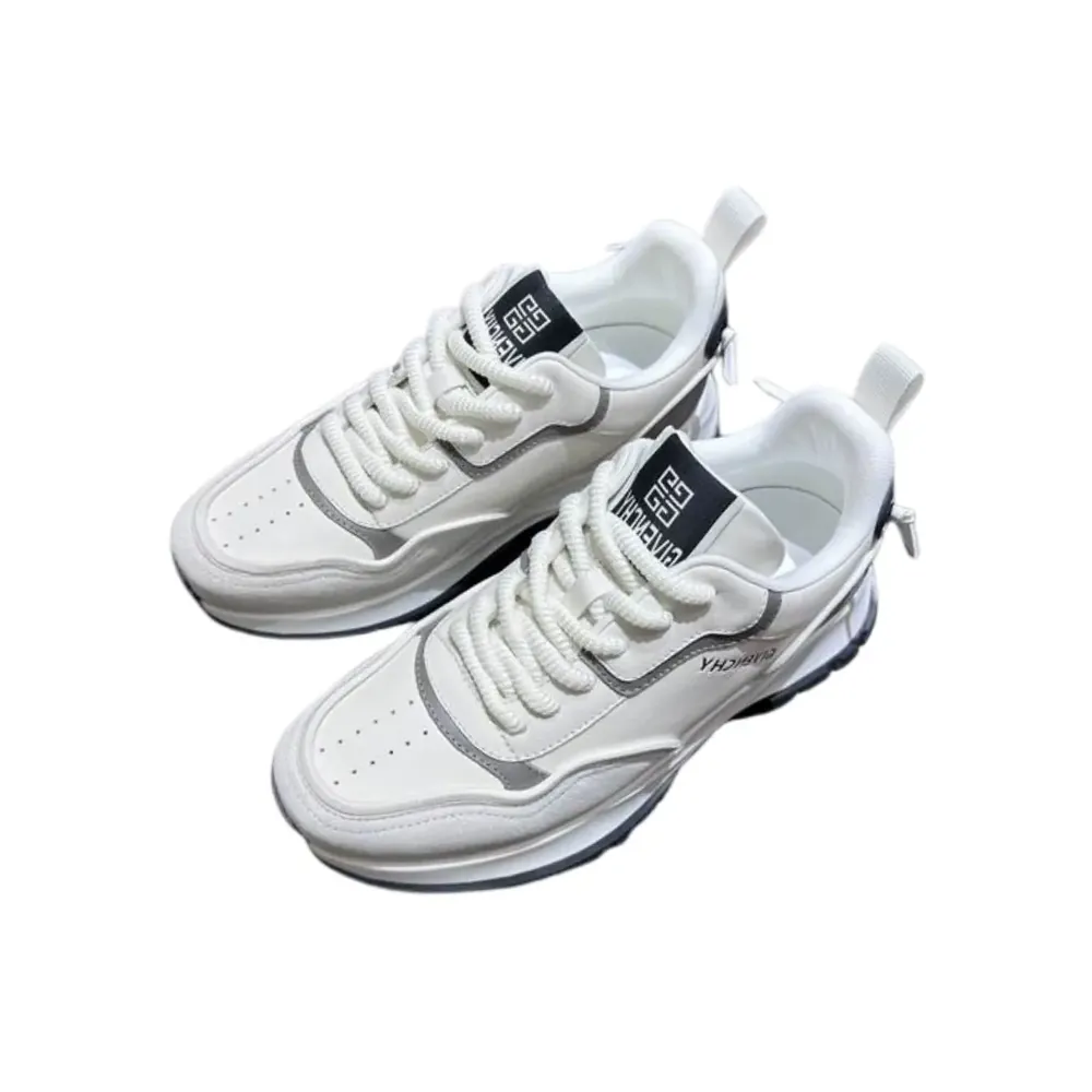 Givenchy Givenchy White Leather Sneakers — Gray Accents GIVENCHY Logo Patch On The Tongue