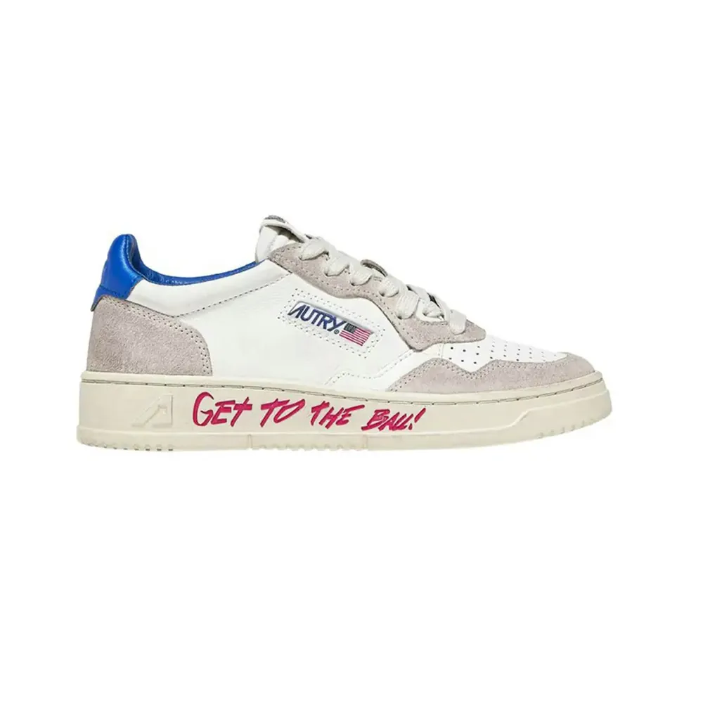 Autry Autry Medalist Leather Low Get To The Ball — White Blue