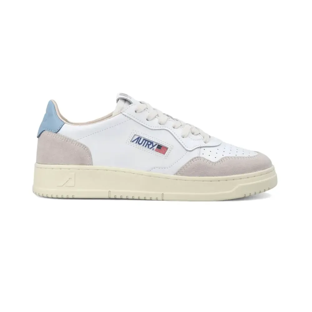 Autry Autry Medalist Leather Low — White Forget Me Not
