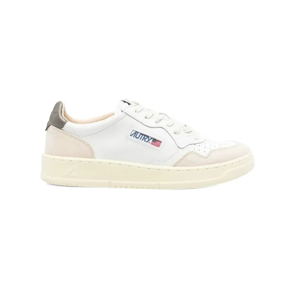 Autry Autry Medalist Leather Low — White Morel Suede