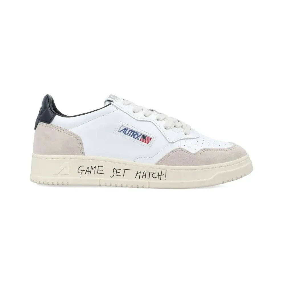 Autry Autry Medalist Leather Low Game Set Match! — White Black Grey