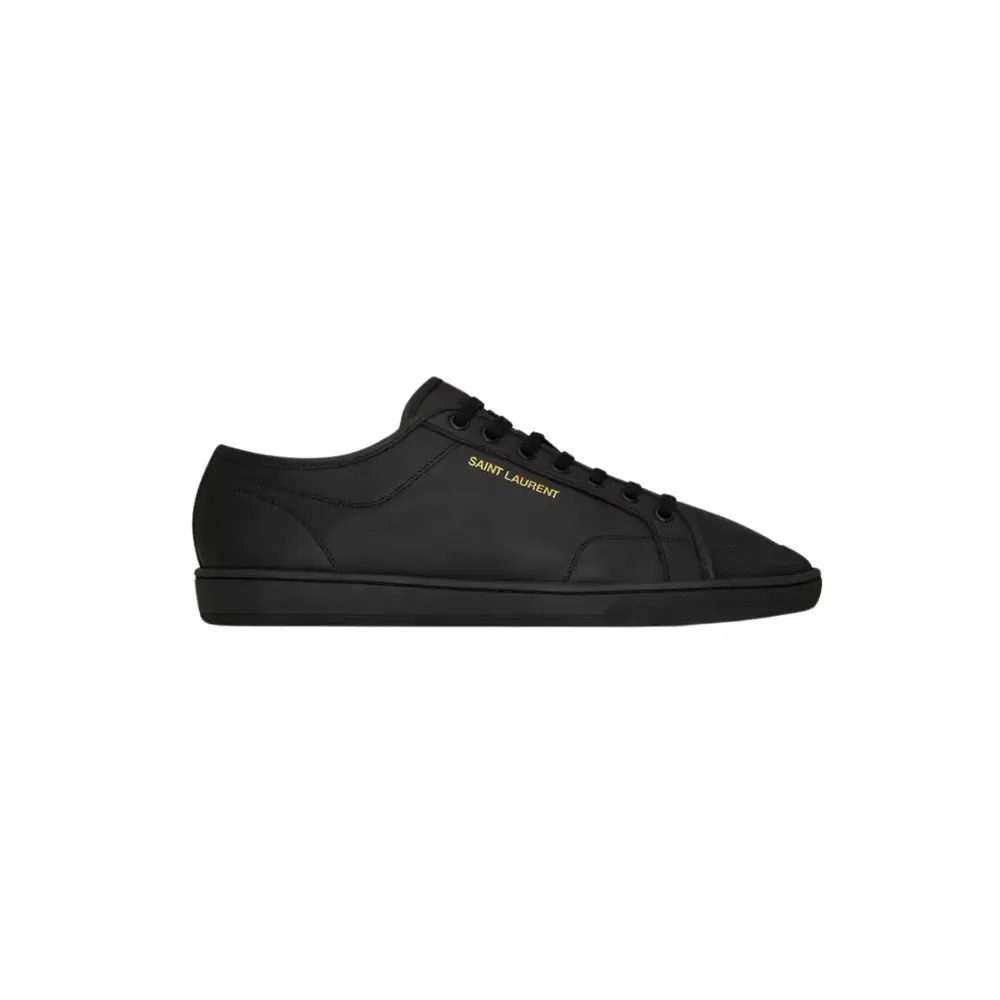 Saint Laurent Ysl Gym Sneakers Smooth Leather — Black