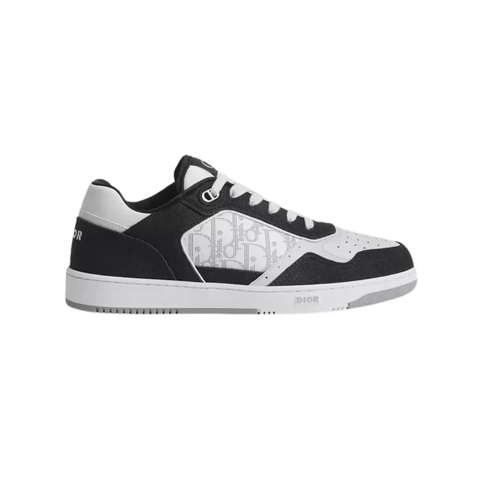 Dior B27 Uptown Low-Top Sneaker — White Smooth Calfskin Black Denim