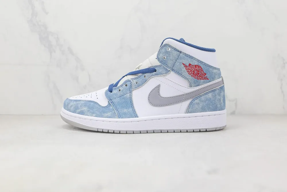 Jordan Nike Air Jordan 1 Mid French — Blue Fire Red