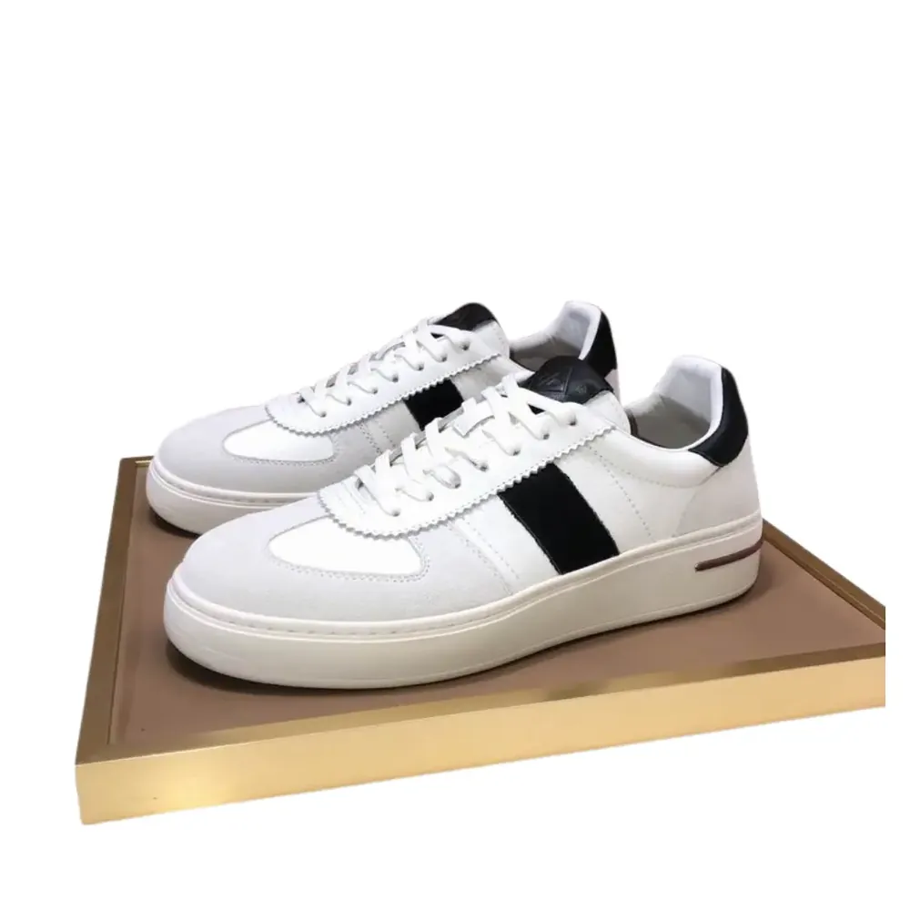 Loro Piana Loro Piana Summer — White With Black Strap Designed Sneaker