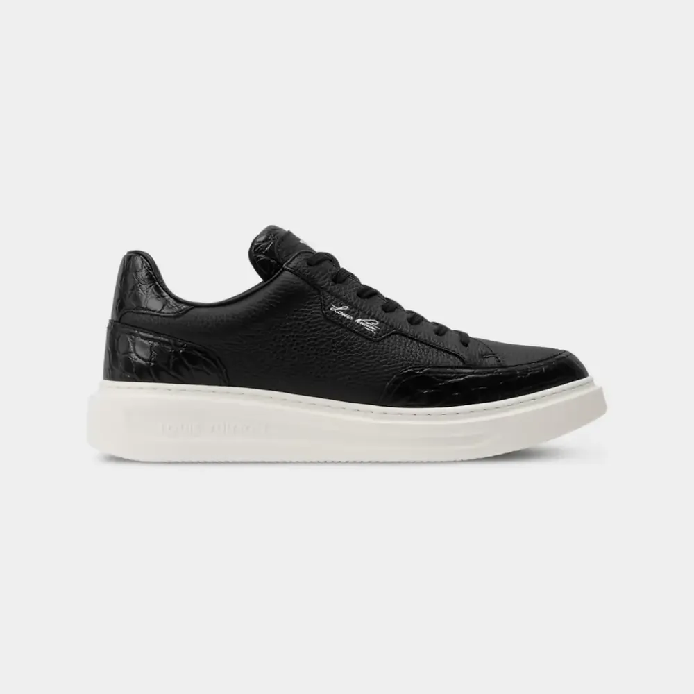 Louis Vuitton LV Beverly Hills Sneaker Grained Calf Leather Alligator Skin Bicolore — Noir Blanc